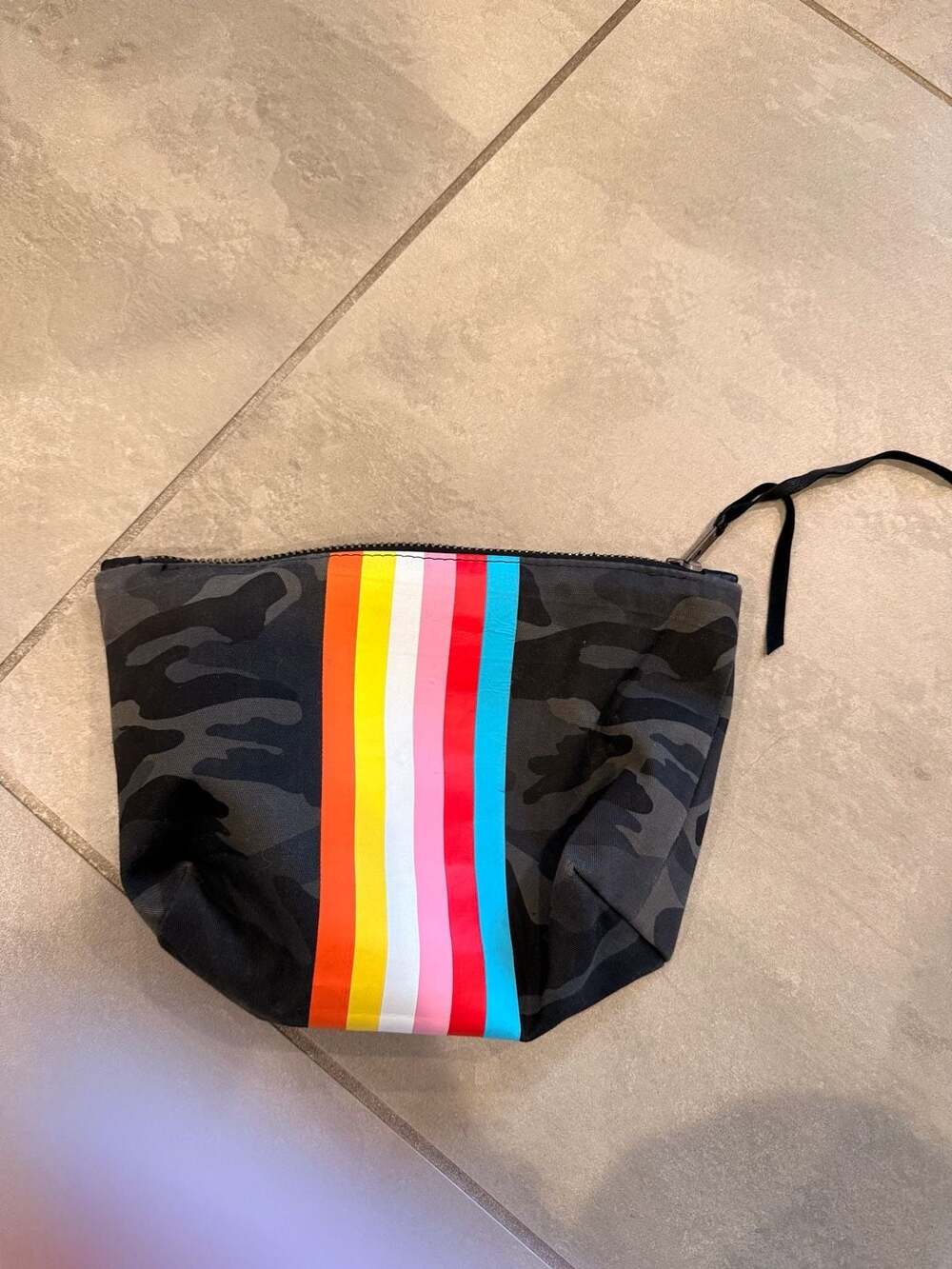 Totem Camo Rainbow Stripe Canvas Cosmetic Bag Pouch